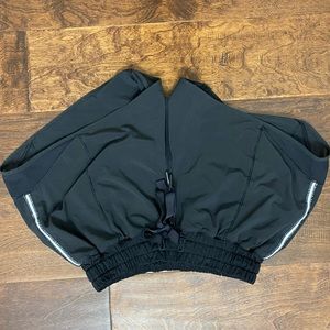 black worn lulu shorts